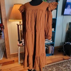 Plus Size 2x Burnt Orange Peasant Dress
